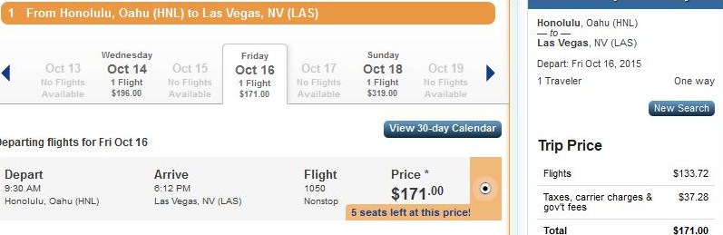 Honolulu - Las Vegas HNL-LAS