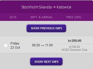 Štokholm - Katovice STO-KTW