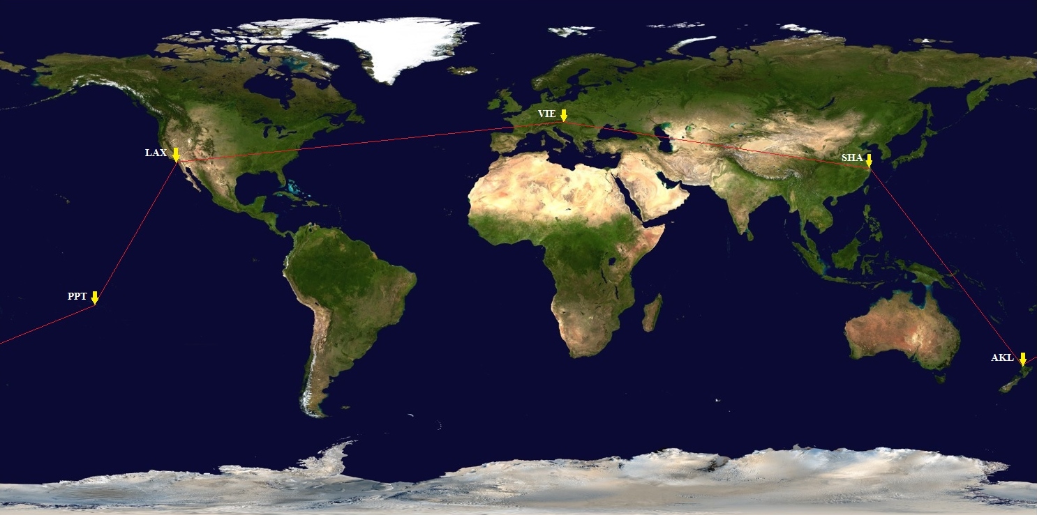 Cesta okolo sveta VIE-LAX-PTT-AKL-SHA-VIE