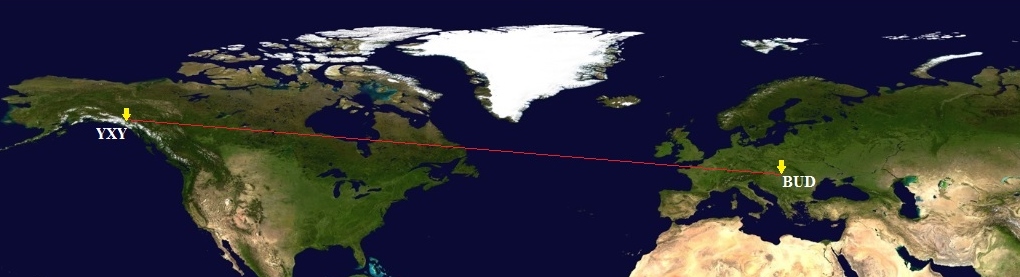 Budapešť – Whitehorse BUD-YXY