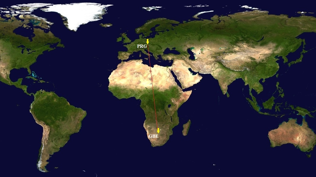 Praha - Gaborone PRG-GBE