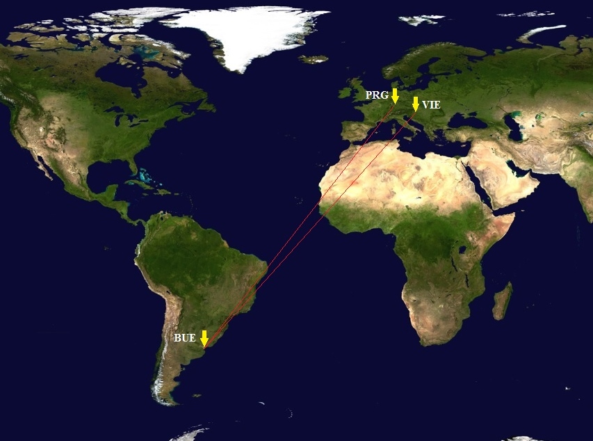 Praha – Buenos Aires - Viedeň PRG-BUE-VIE